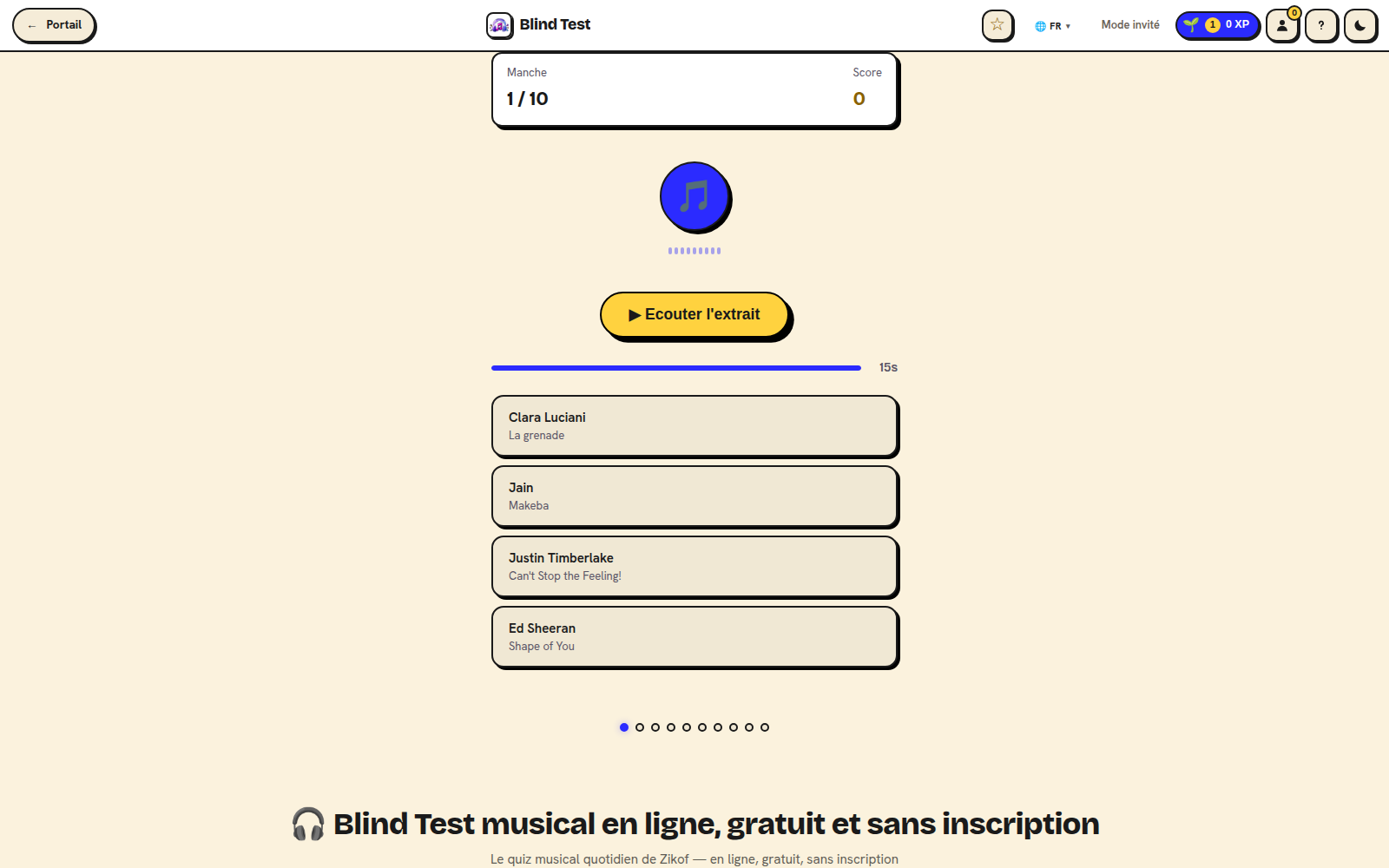 Blind Test musical sur Zikof : reconnaître un titre à partir de quelques secondes d'extrait
