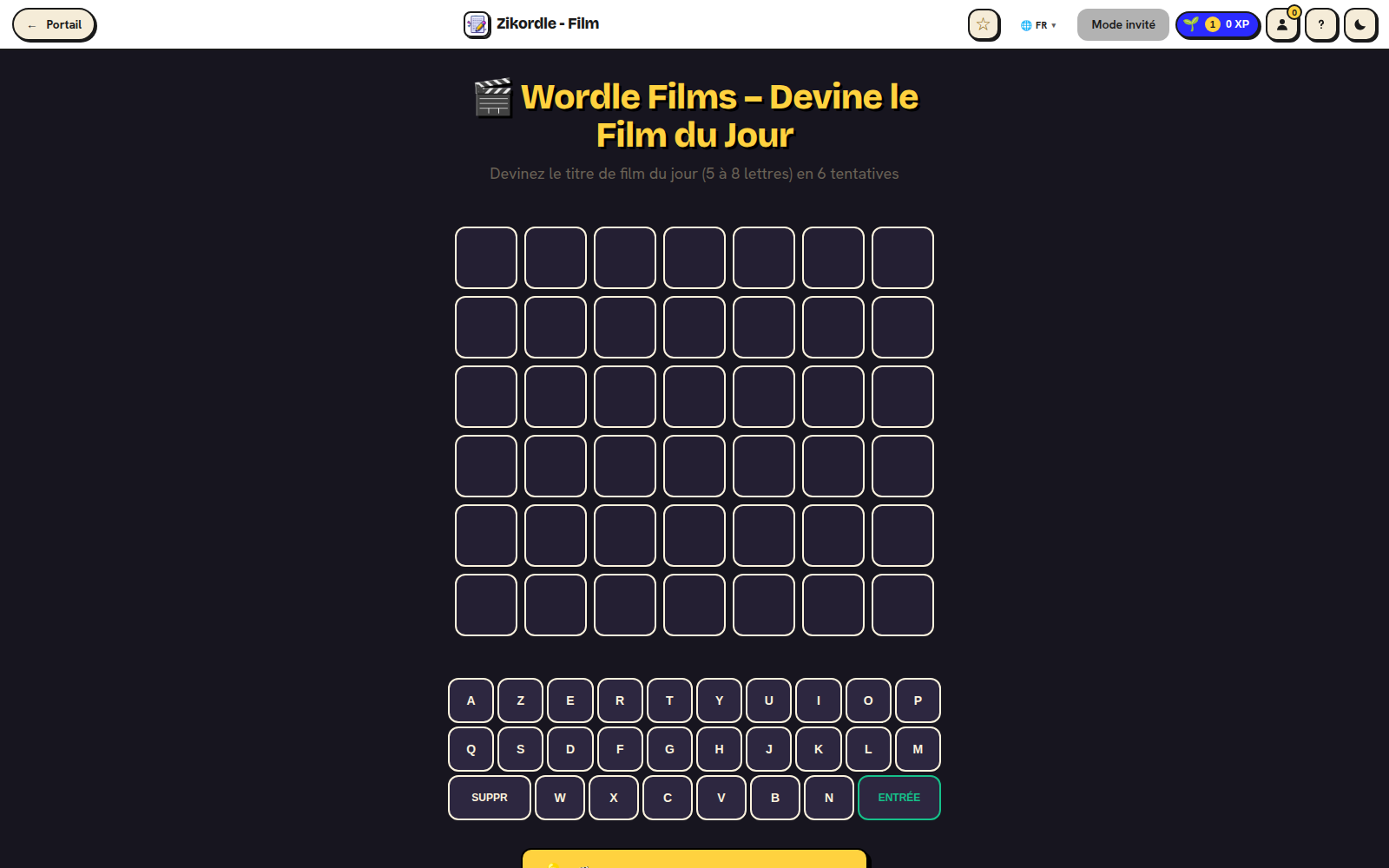 Wordle Films sur Zikof : deviner le film du jour en six tentatives maximum